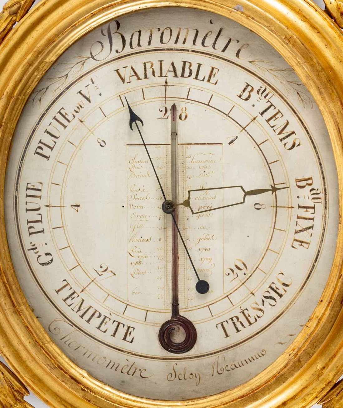 Baromètre - thermomètre d'époque Louis XVI (1774 - 1793). XVIIIème  siècle.-fr