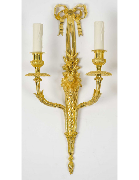 A Pair of Wall-Lights in Louis XVI Style.  19th century.