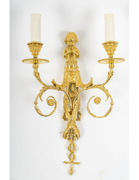 A Pair of Wall - Lights in Louis XVI Style.  19th century.