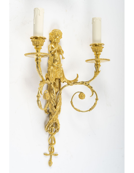 A Pair of Wall - Lights in Louis XVI Style.  19th century.