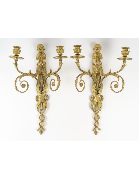 A Pair of Louis XVI Period (1774 - 1793) Wall - Lights.  18th century.