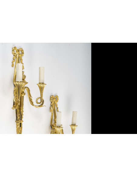 A Pair of Wall - Lights in Louis XVI Style.  19th century.