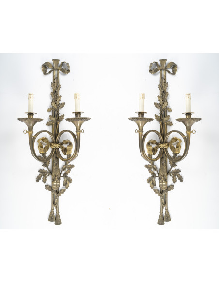 A Pair of Wall - Lights in Louis XVI Style.  19th century.