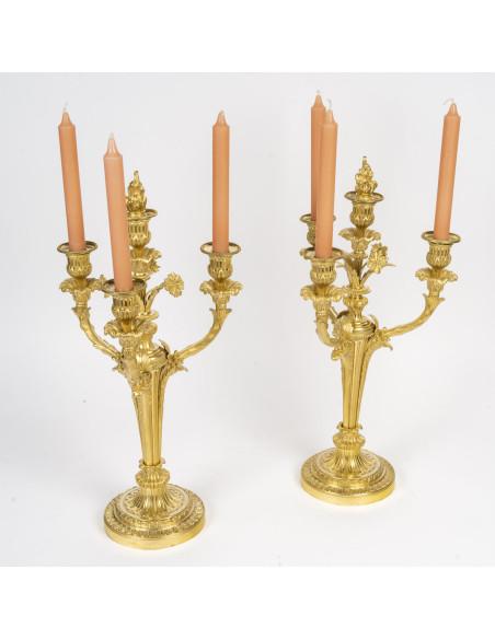 A Napoleon III Period (1851 - 1870) Pair of Candelsticks.  19th century.