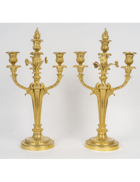 A Napoleon III Period (1851 - 1870) Pair of Candelsticks.  19th century.