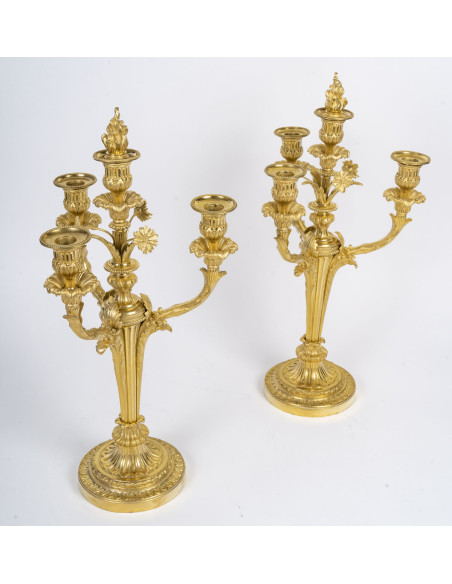 A Napoleon III Period (1851 - 1870) Pair of Candelsticks.  19th century.