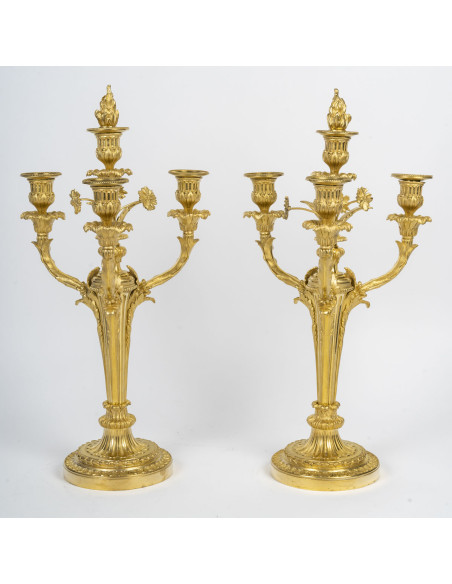 A Napoleon III Period (1851 - 1870) Pair of Candelsticks.  19th century.