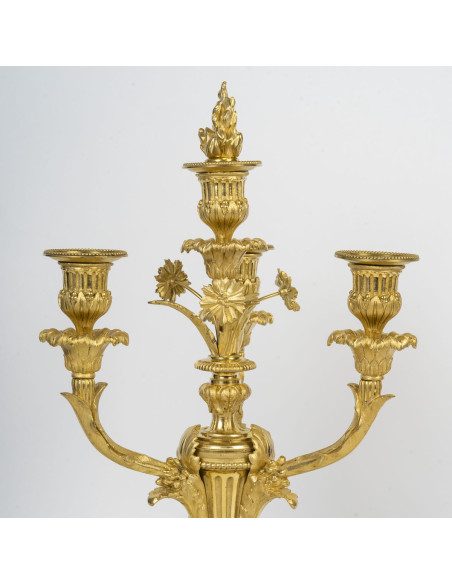 A Napoleon III Period (1851 - 1870) Pair of Candelsticks.  19th century.